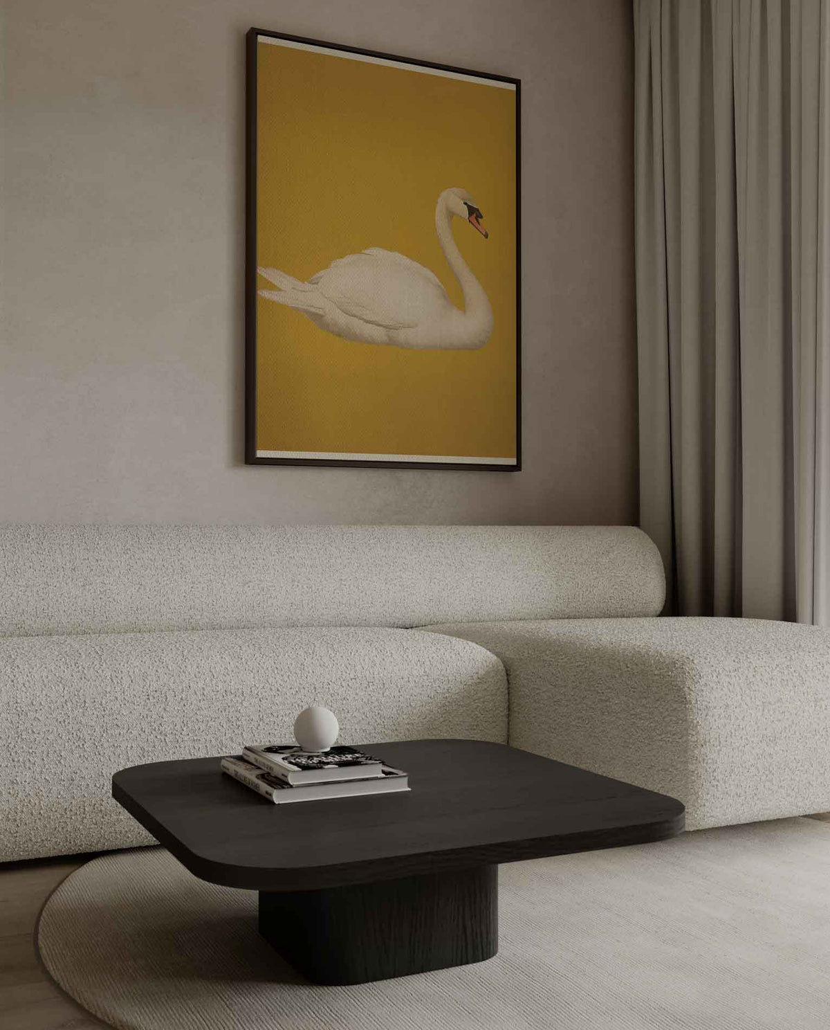 Sierlijke Zwaan op Gouden Achtergrond – canvas wanddecoratie in portret formaat