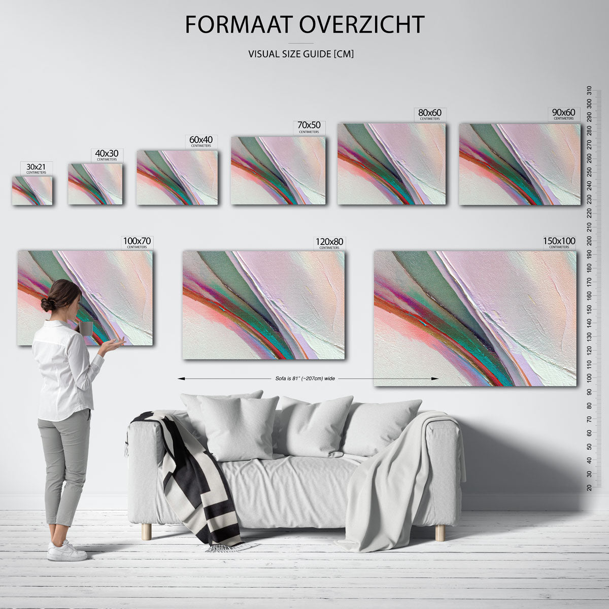 Abstracte lijnen – liggende muurposter met abstracte vormen