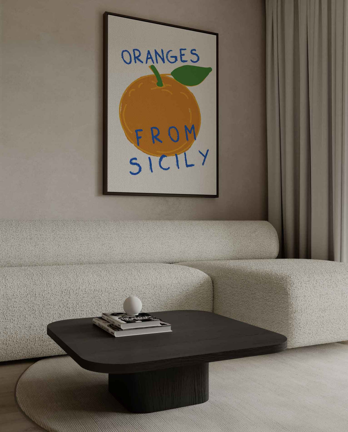 Zonnige Sicilië Sinaasappelprint – dibond wanddecoratie in staand formaat