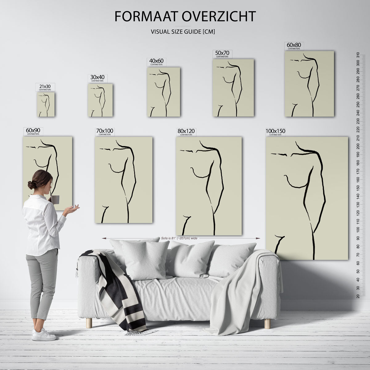 Minimalistische figuur – staande muurposter met hedendaagse illustratie