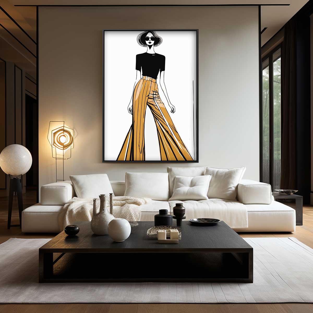 Elegante Mode-Illustratie – kunstwerk met zwarte baklijst