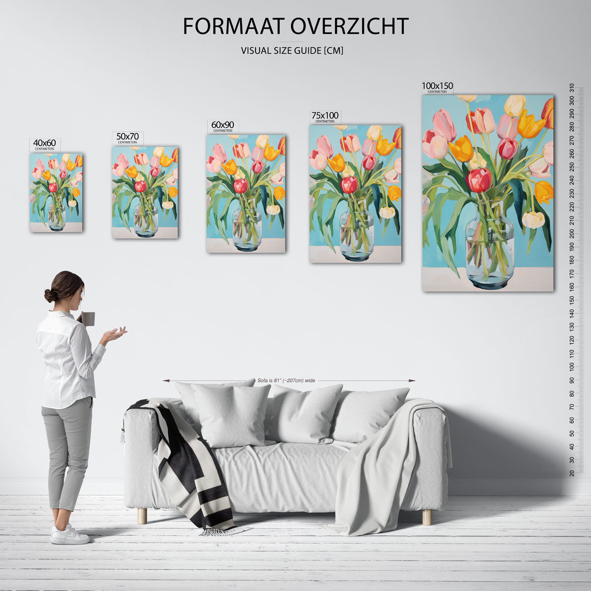 Bloemen in vaas – staande wanddecoratie van WallArtistic