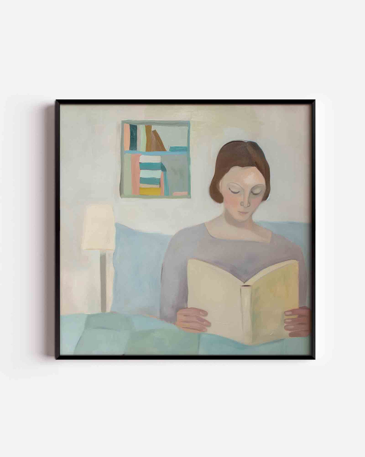 Lezende vrouw – design vierkante poster als wanddecoratie