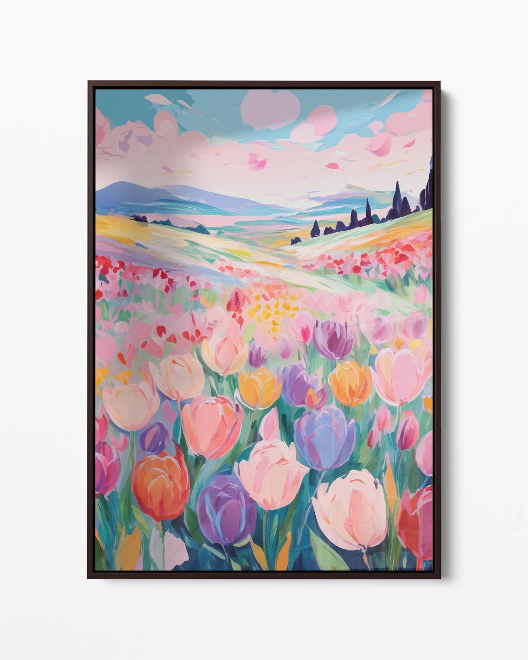 Bloemenveld in Lente Kleuren – portret kunstwerk als wanddecoratie