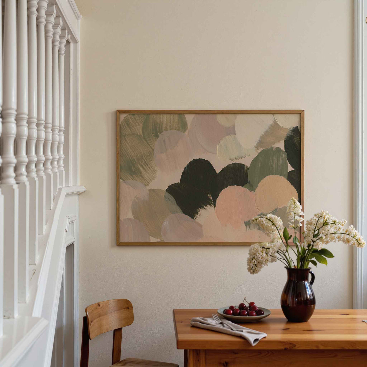 Abstracte penseelstreken – artistieke poster in liggend formaat