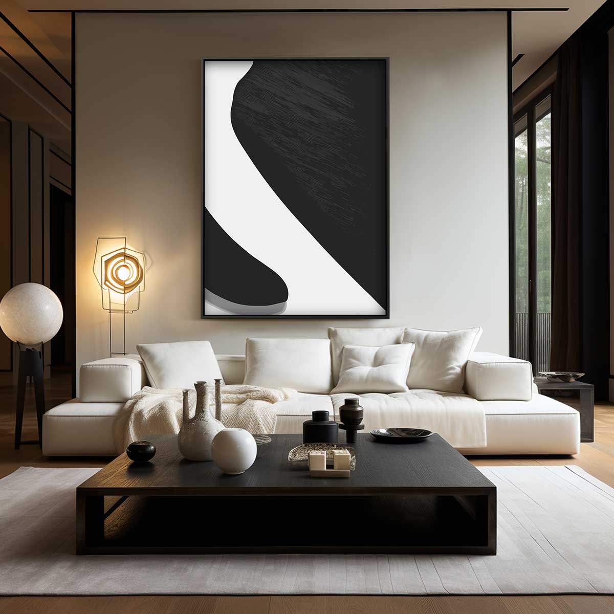 Elegante Abstractie in Zwart & Wit – modern portret kunstwerk van WallArtistic