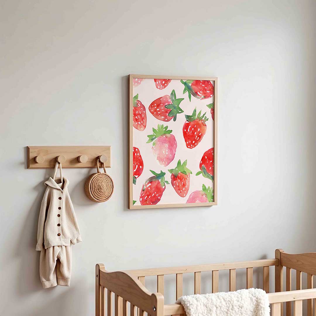Aardbeien patroon – kinderposter in staand formaat