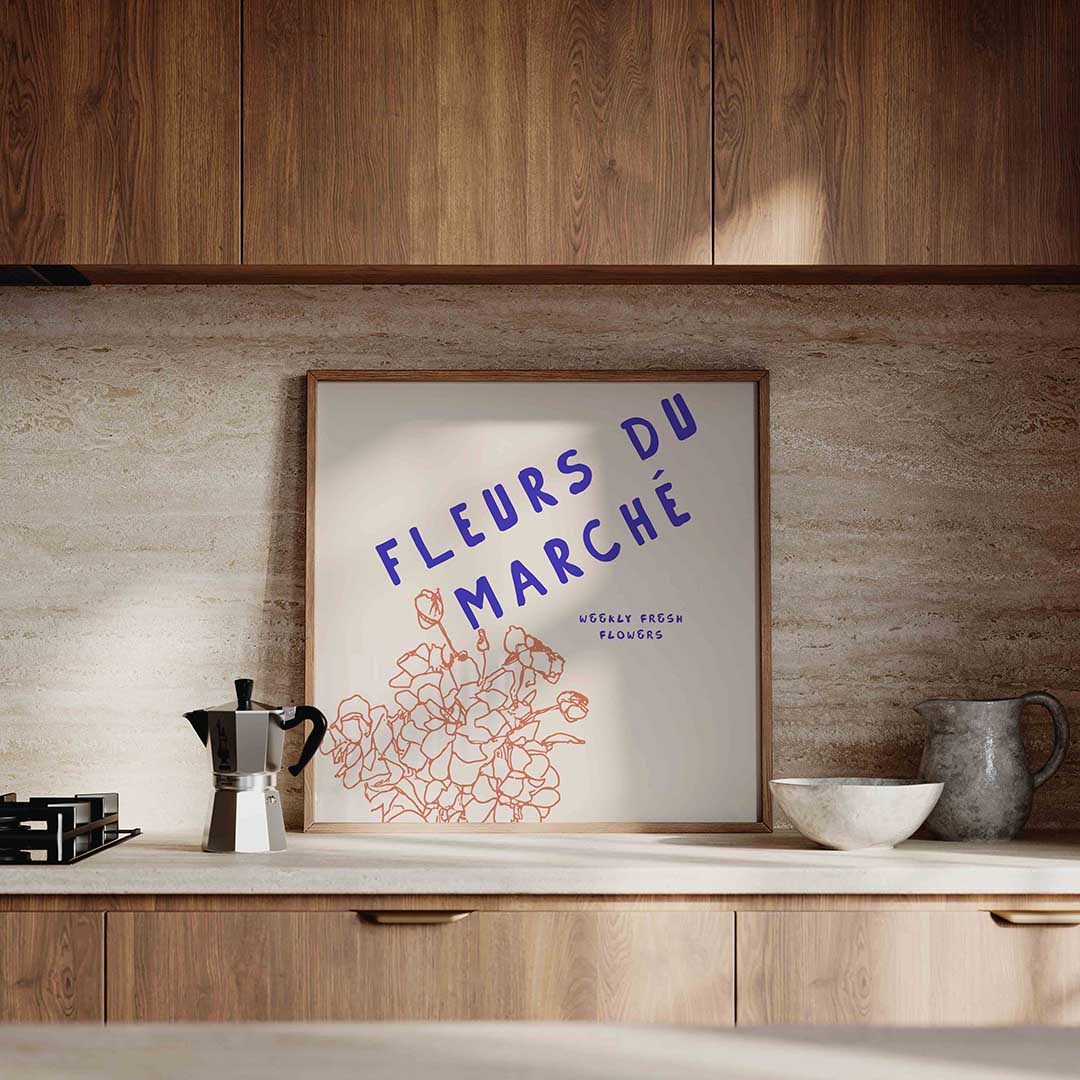 Fleurs du marché – culinaire wandkunst als vierkante poster