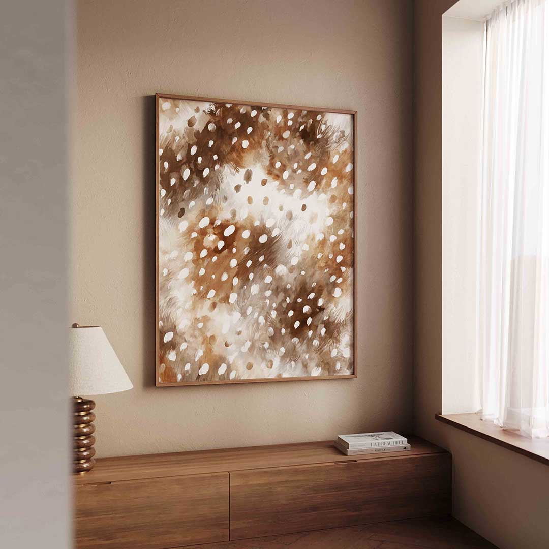 Bruine vlekken en stippen – safari wandkunst als portret poster