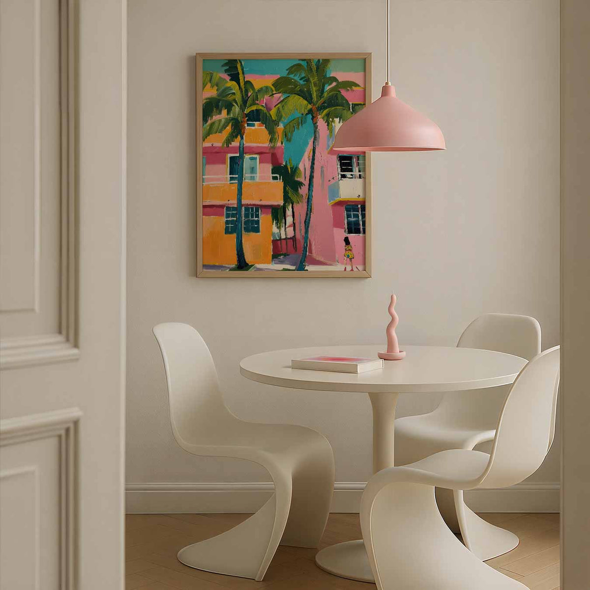 Zonnige Palmboom Escapade – Streetart wandkunst als portret poster