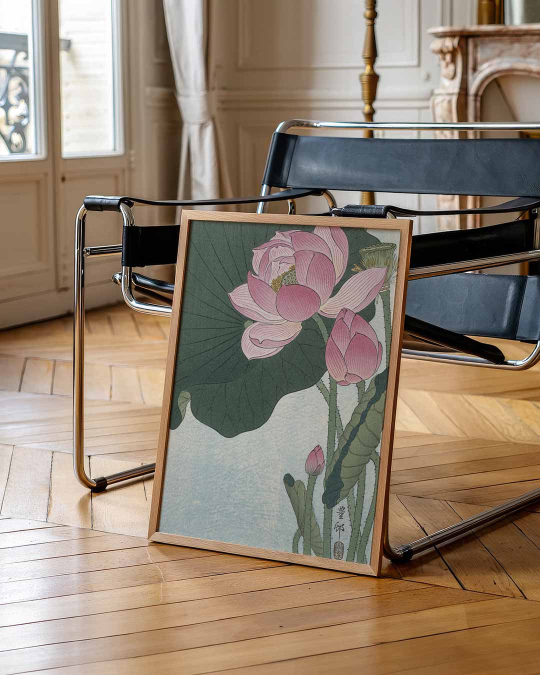 Elegante Lotus Kunstprint – klassieke wandkunst als portret poster