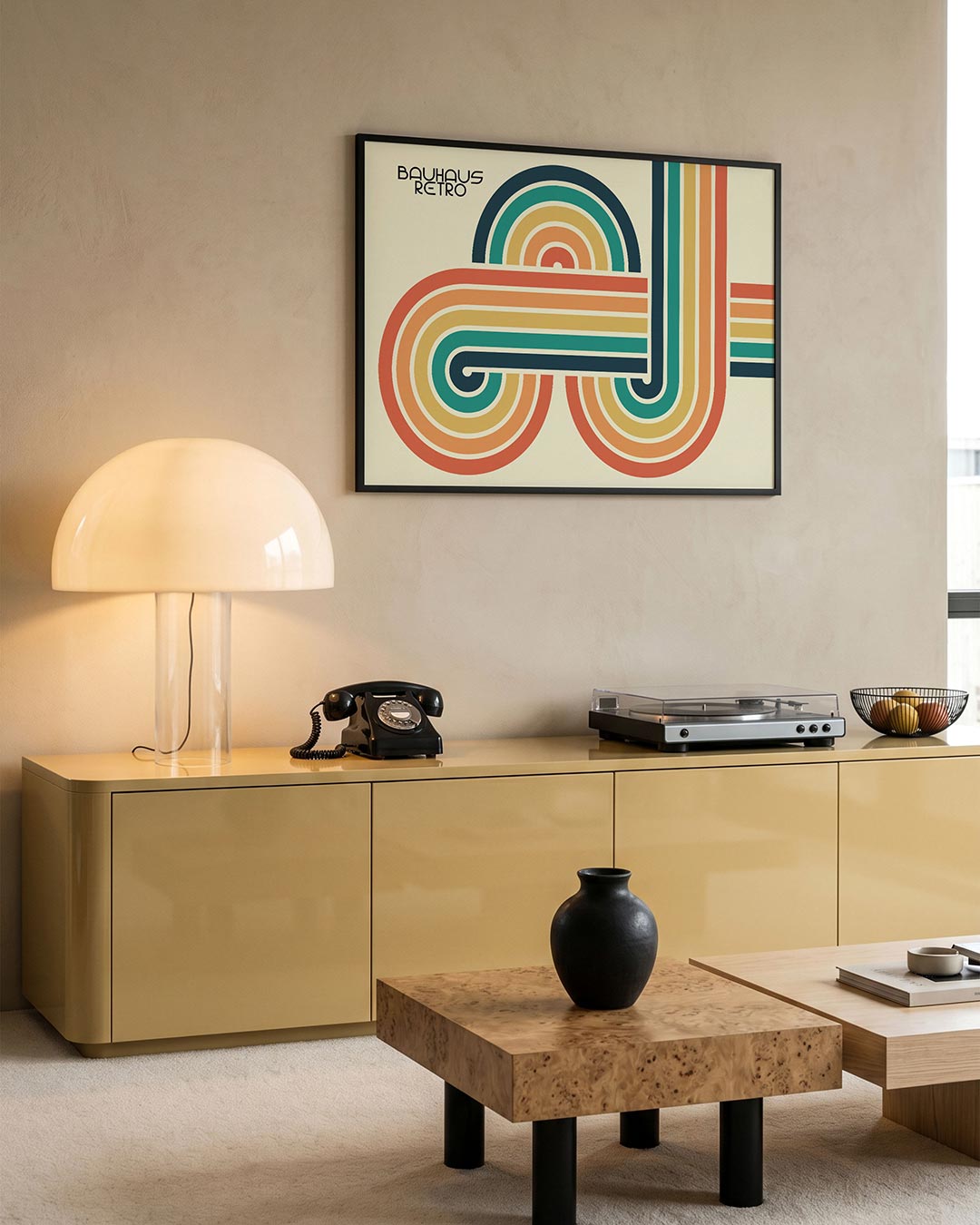 Kleurrijke lijnen – moderne Bauhaus wandkunst als poster