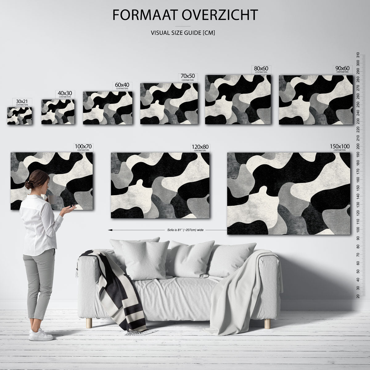 Abstracte vormen – liggende muurposter met abstracte vormen