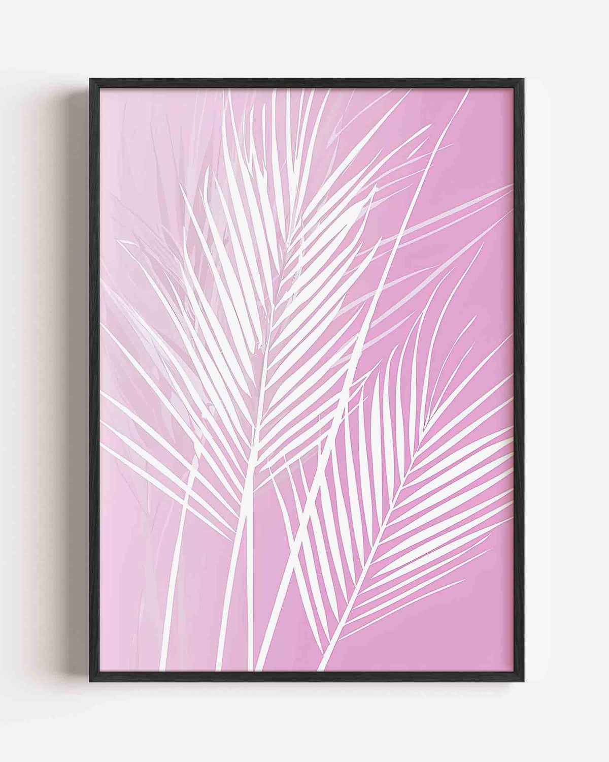 Witte bladeren op roze – hedendaagse illustratie portret poster als wanddecoratie