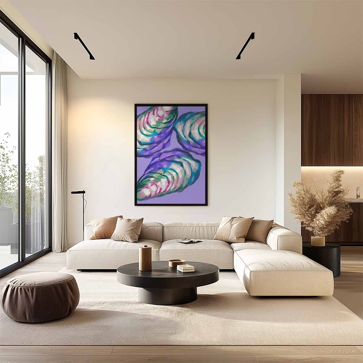 Kleurrijke Abstracte Oesters – dibond wanddecoratie in staand formaat