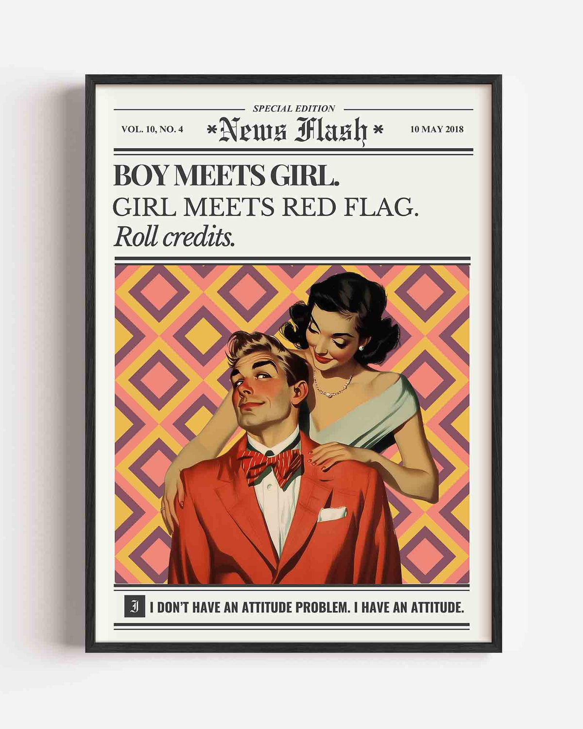 Boy meets girl retro – Pop Art portret poster als wanddecoratie