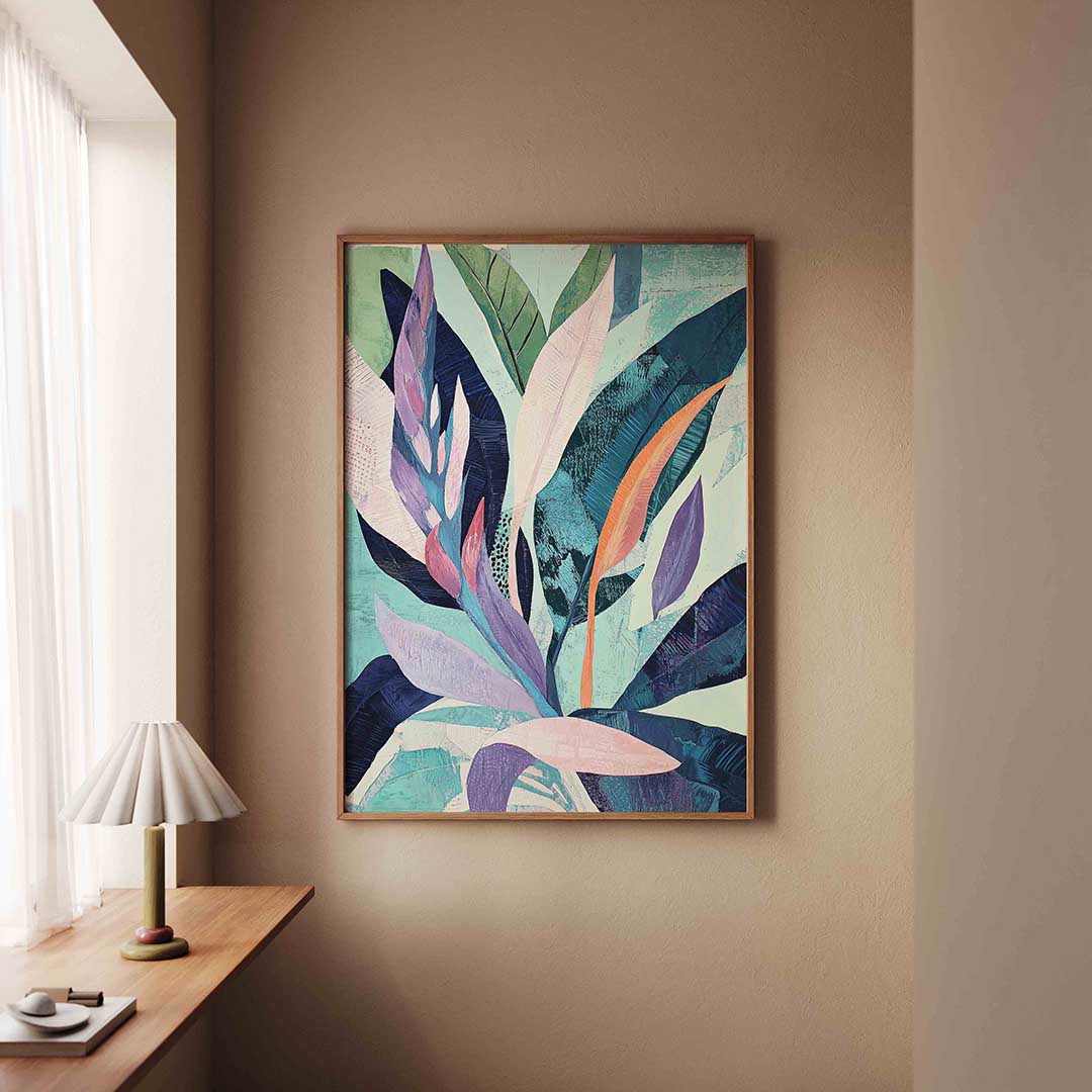 Bladeren en vormen – staande jungle wanddecoratie van WallArtistic