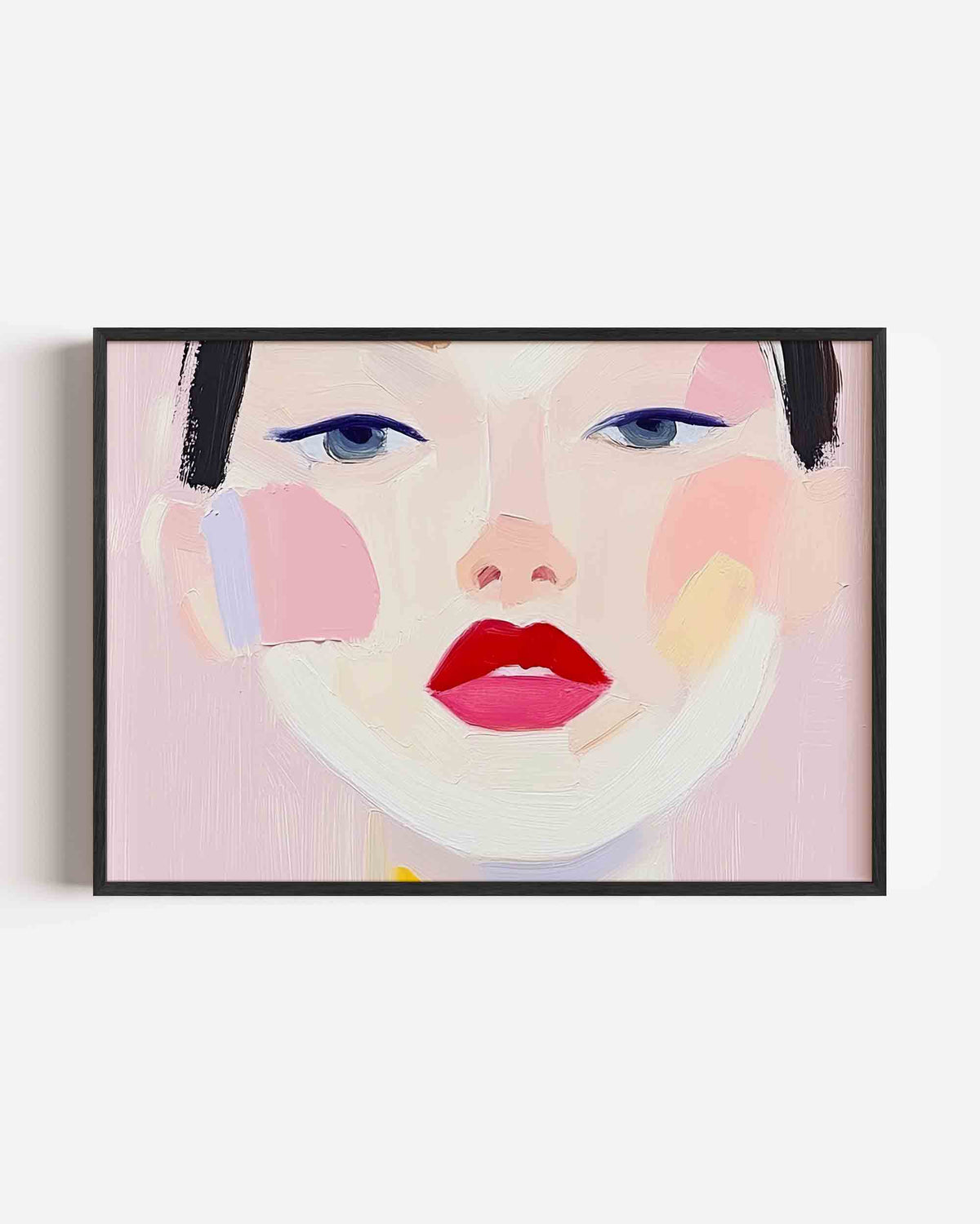 Portret met rode lippen – hedendaagse illustratie poster in landscape formaat
