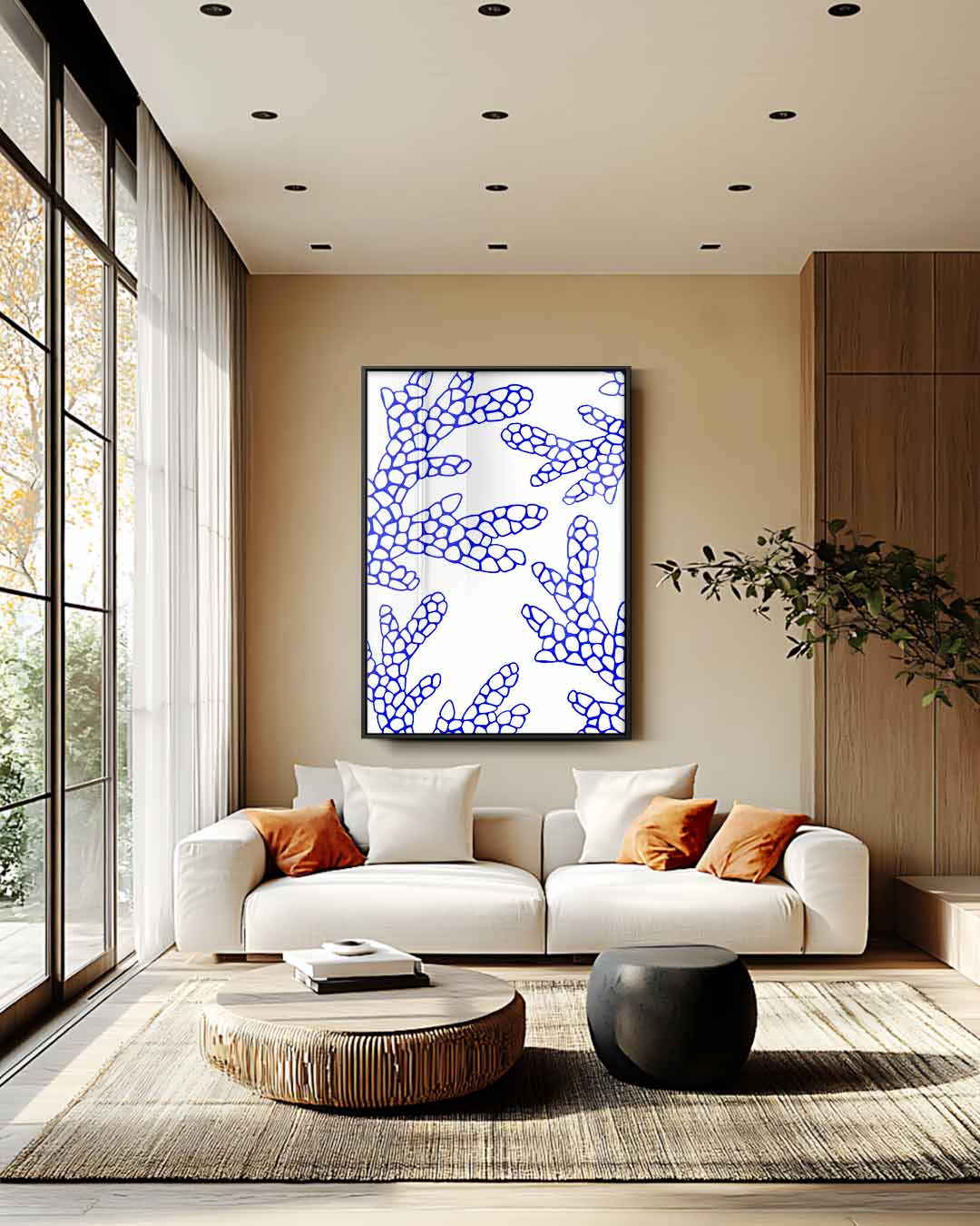 Blauwe Koraaldroom Poster – staand kunstwerk voor modern interieur