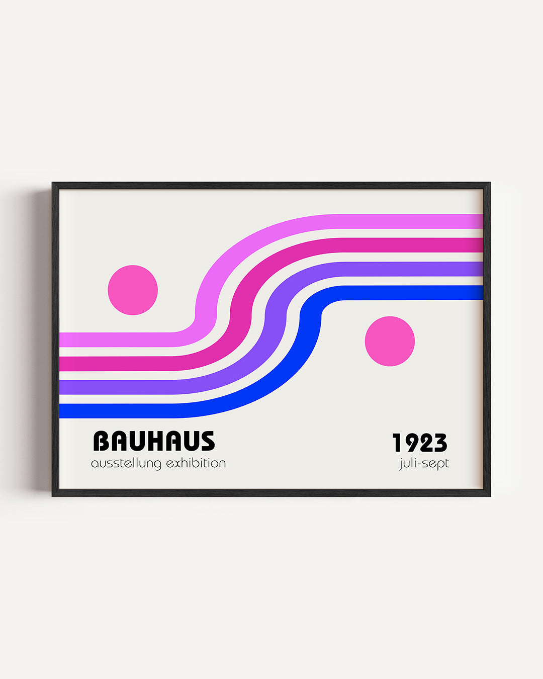 Kleurrijke lijnen – liggende Bauhaus poster als wanddecoratie