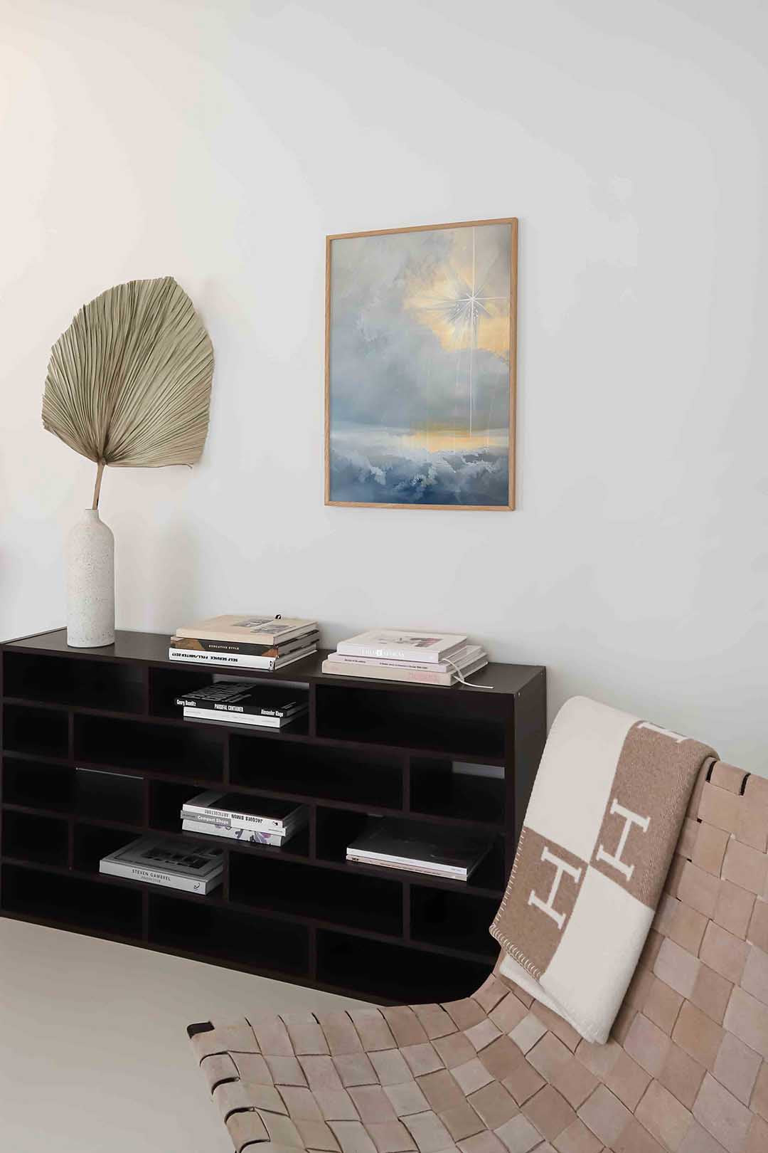 Stralen in wolken – staande kleurrijke abstracte wanddecoratie van WallArtistic