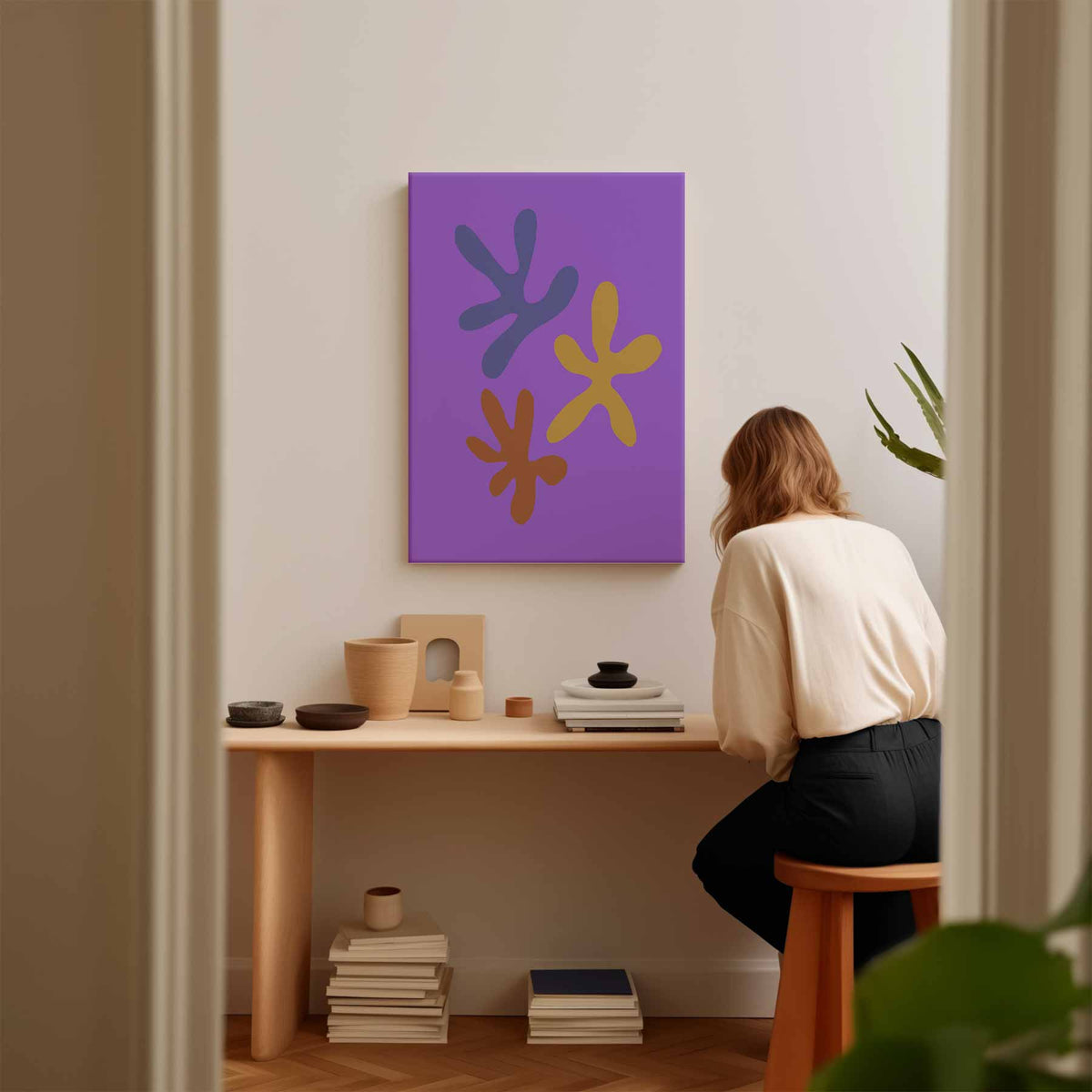 Kleurrijke Bloemenspel – staand kunstwerk voor modern interieur