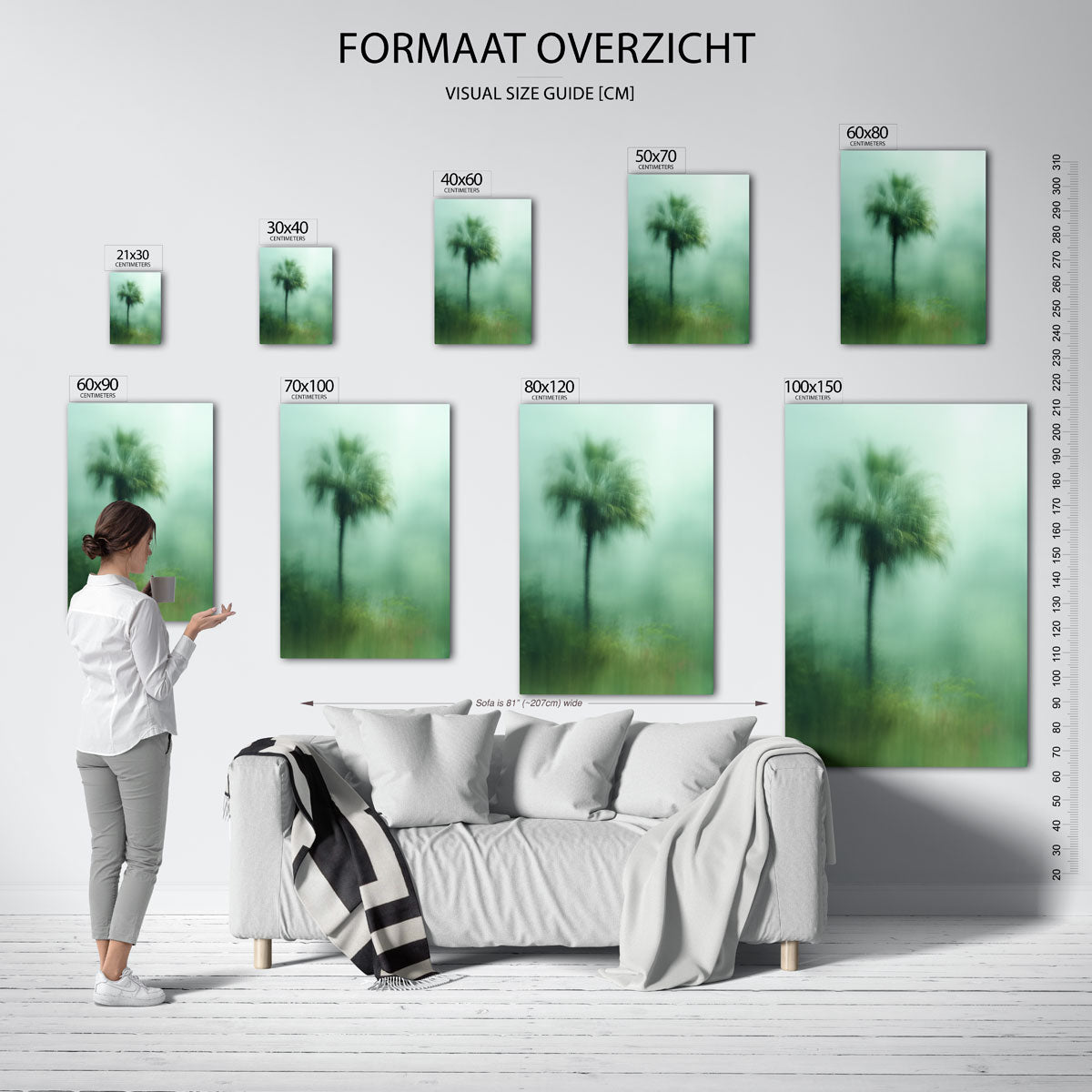 Vervagende palm – staande muurposter met jungle thema