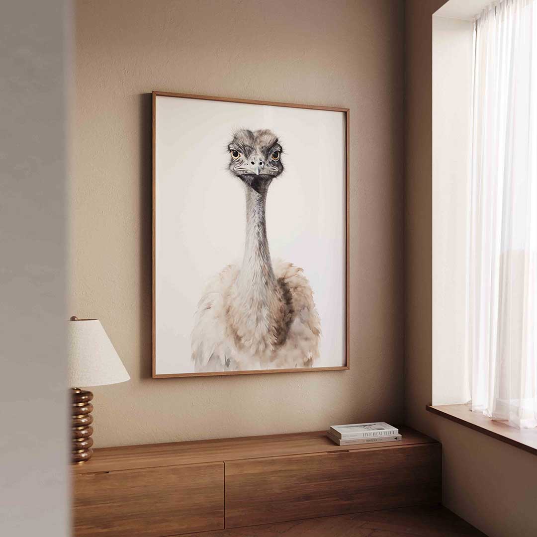 Struisvogel portret – tropische wandkunst als portret poster