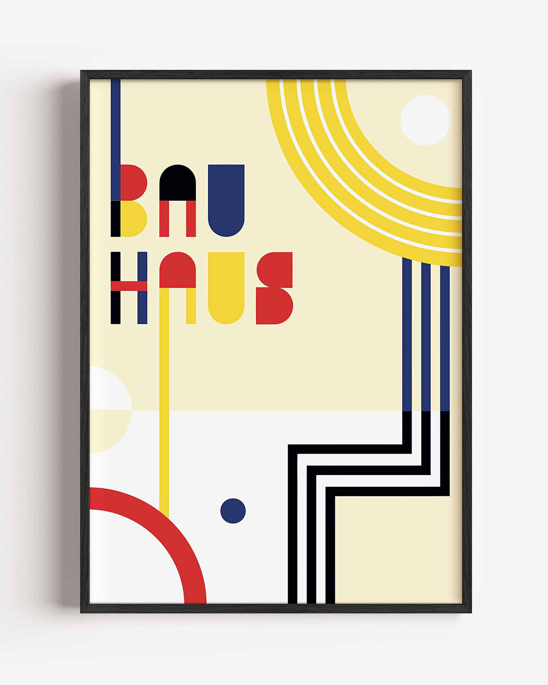 Vormen en kleurvlakken – staande Bauhaus poster als wanddecoratie