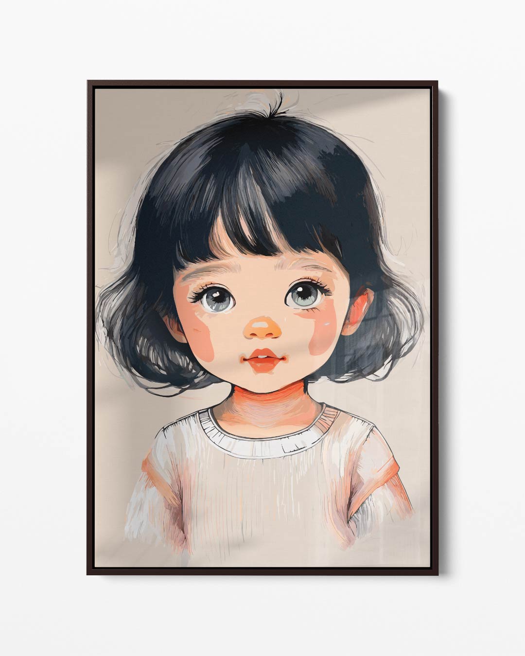 Schattig Kinderportret in Zachte Kleuren – portret kunstwerk als wanddecoratie