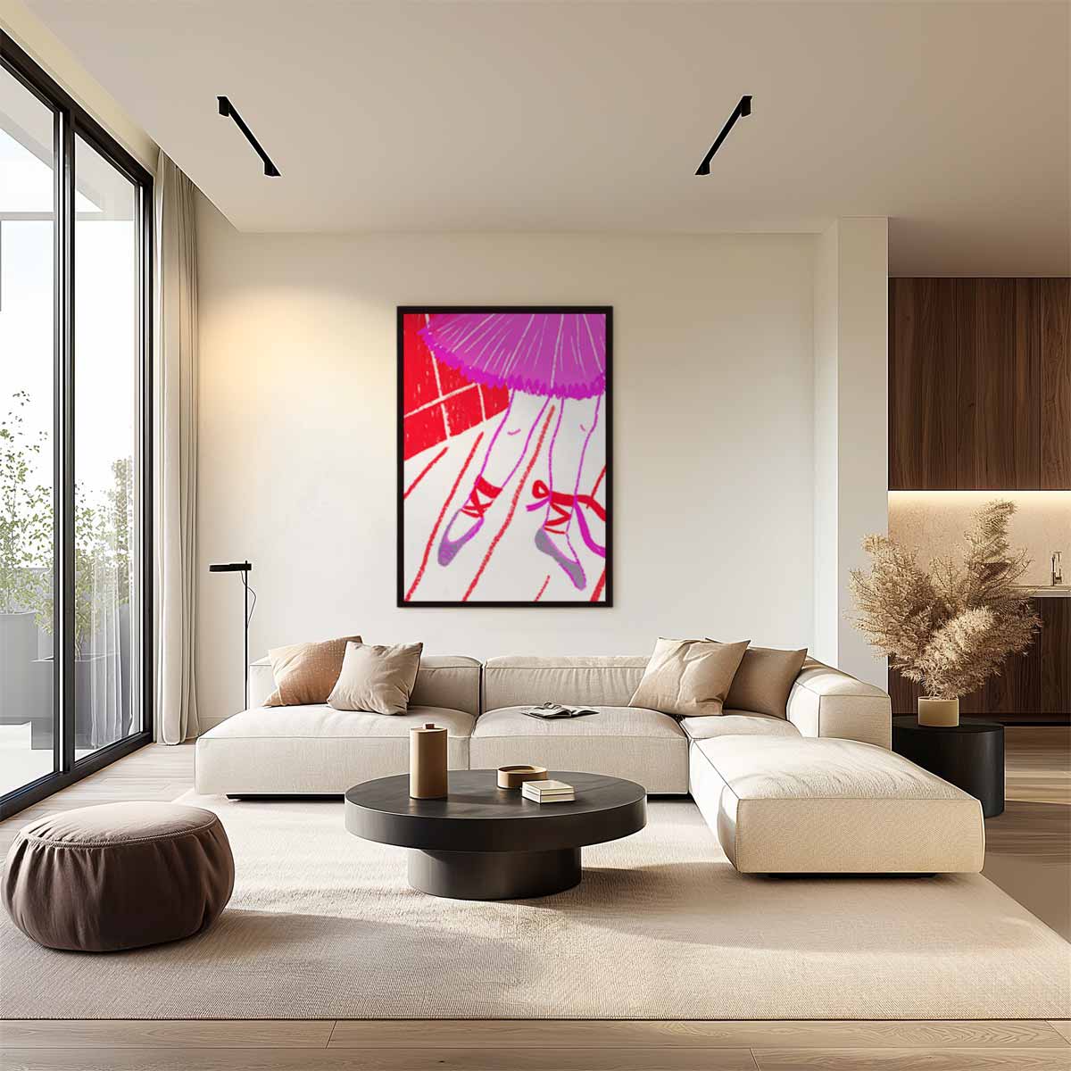 Ballerina Tussen Kleuren – dibond wanddecoratie in staand formaat