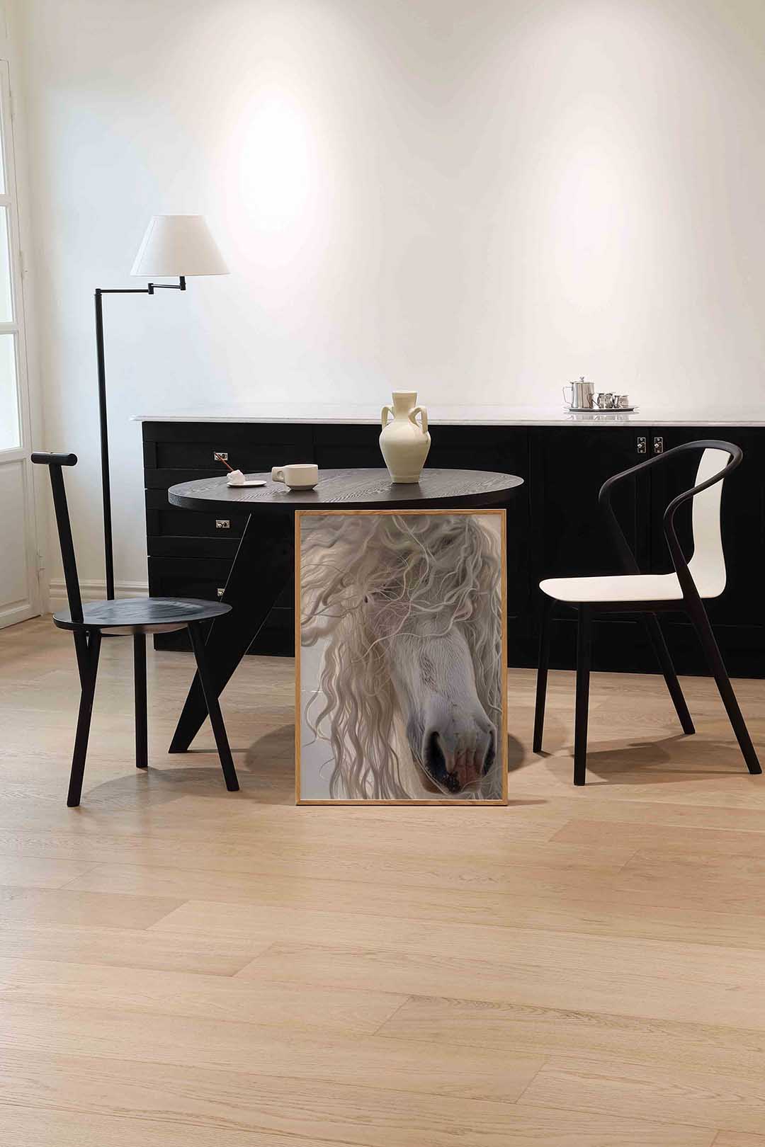 Witte paardenneus – abstracte wandkunst als portret poster
