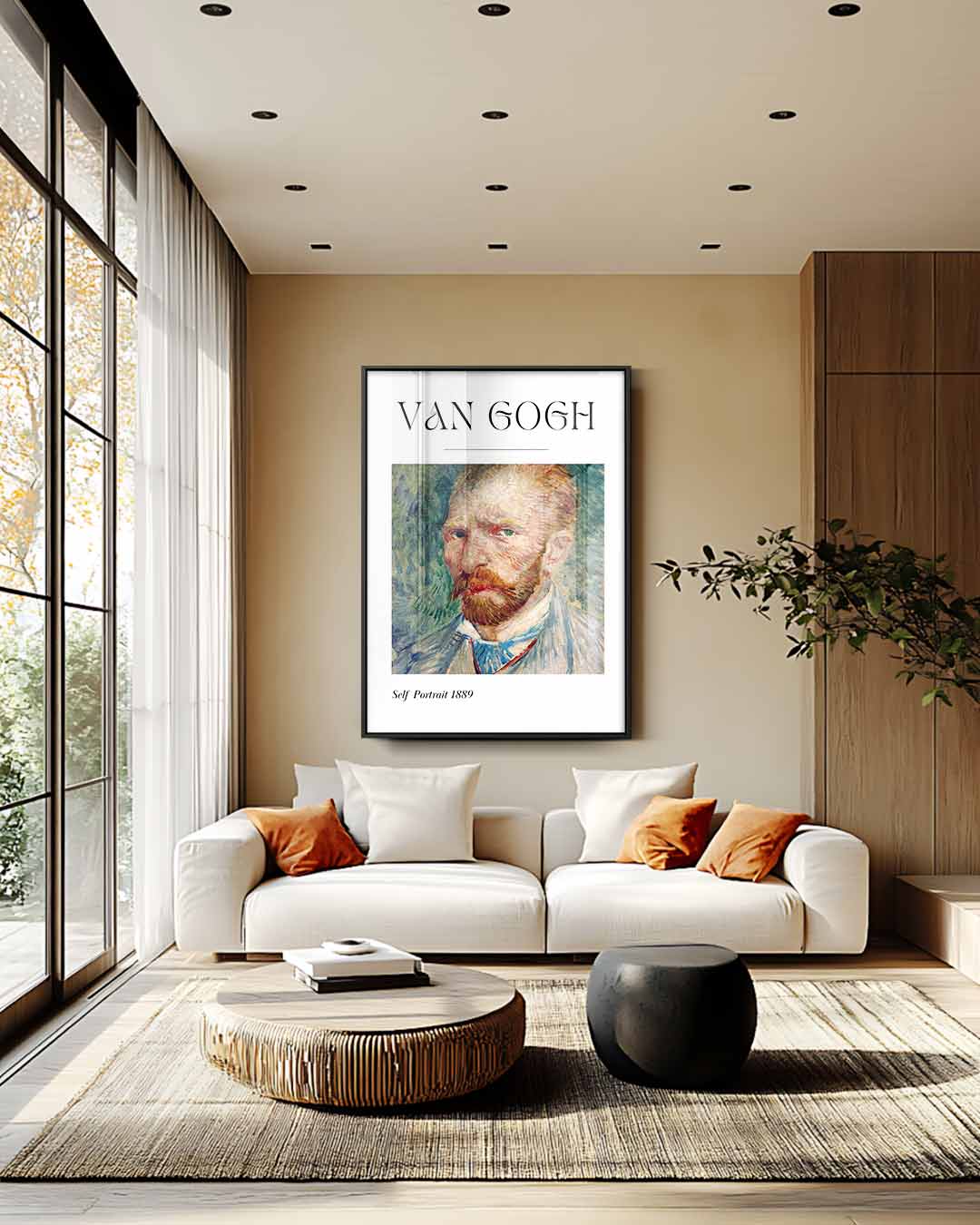 Van Gogh's Zelfportret 1889 – canvas wanddecoratie in portret formaat