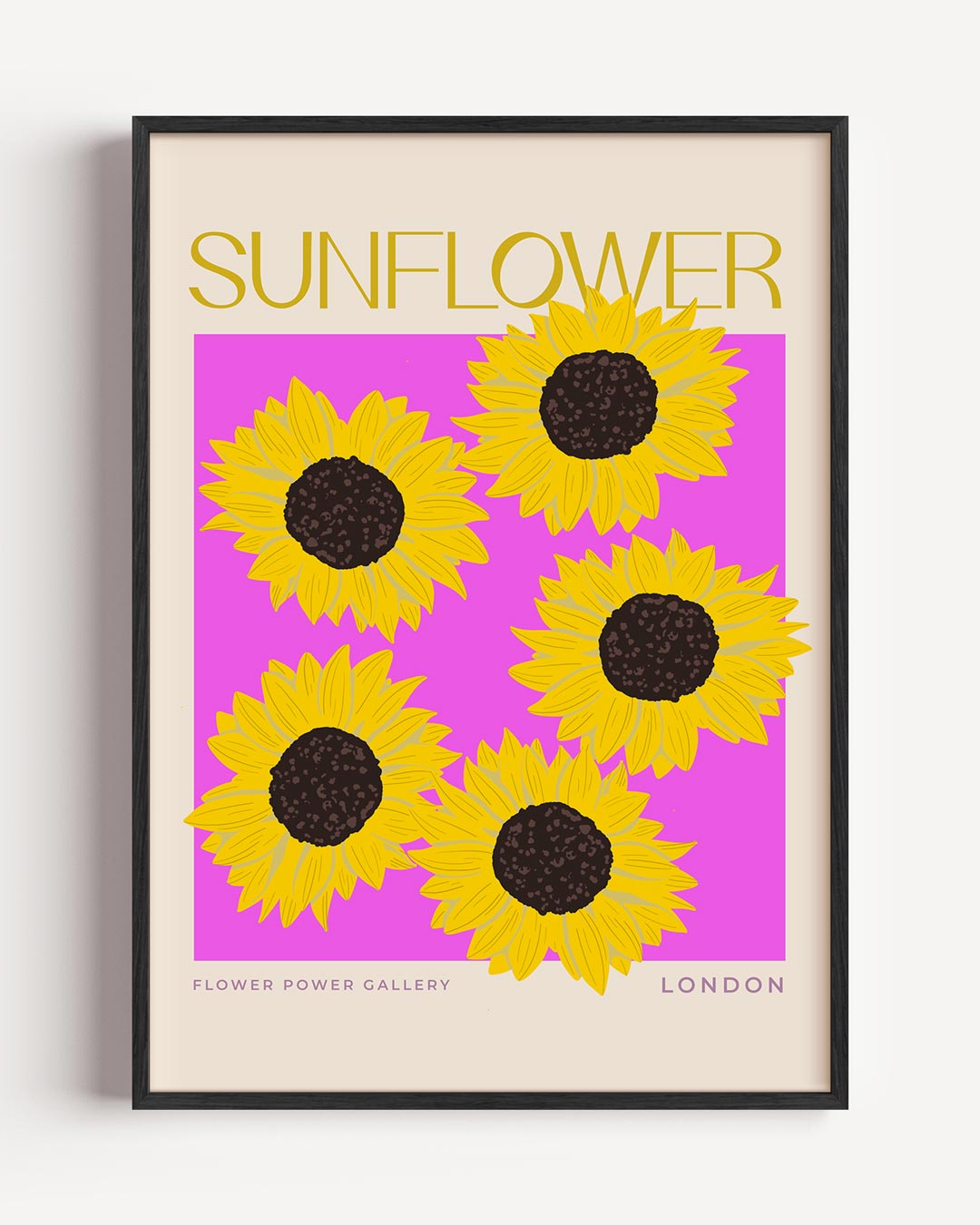 Zonnige Zonnebloem – typografie portret poster als wanddecoratie