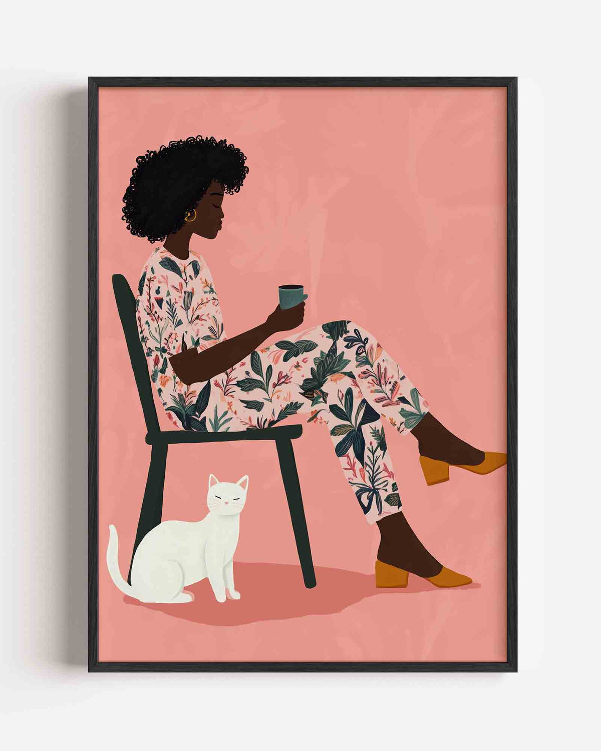 Vrouw met kat – moderne portret poster als wanddecoratie