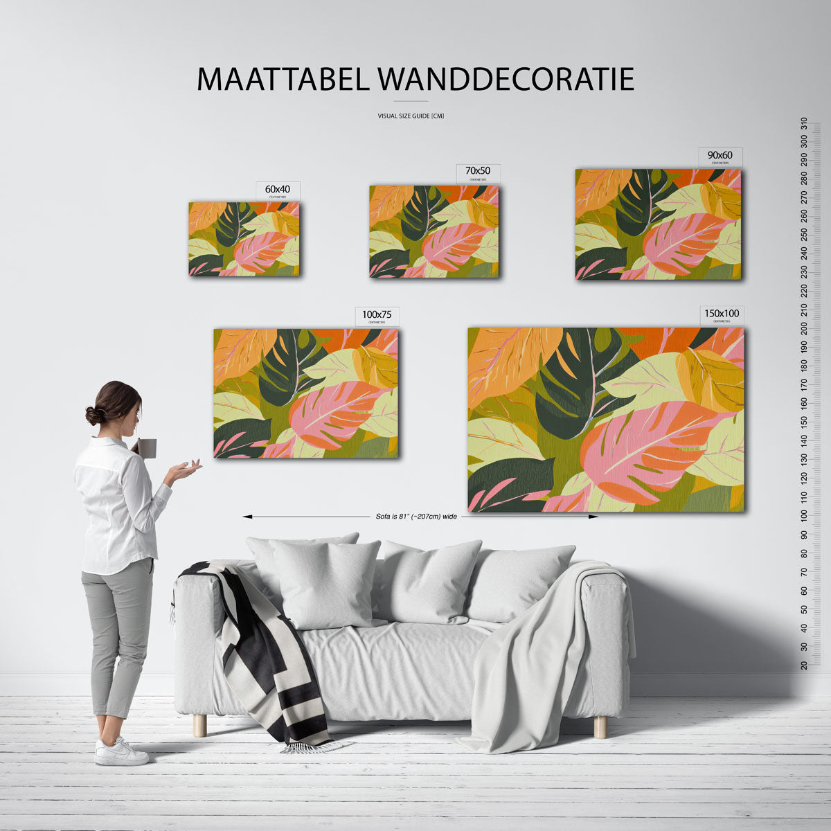 Vrolijke bladeren – kunstwerk op canvas, dibond of plexiglas