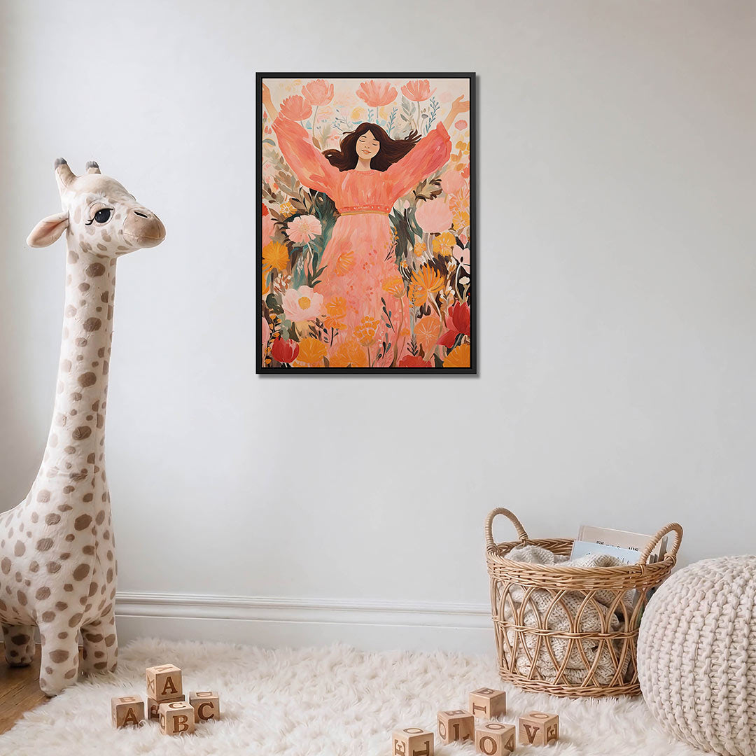 Vrolijke bloemenpracht – moderne staande wandkunst