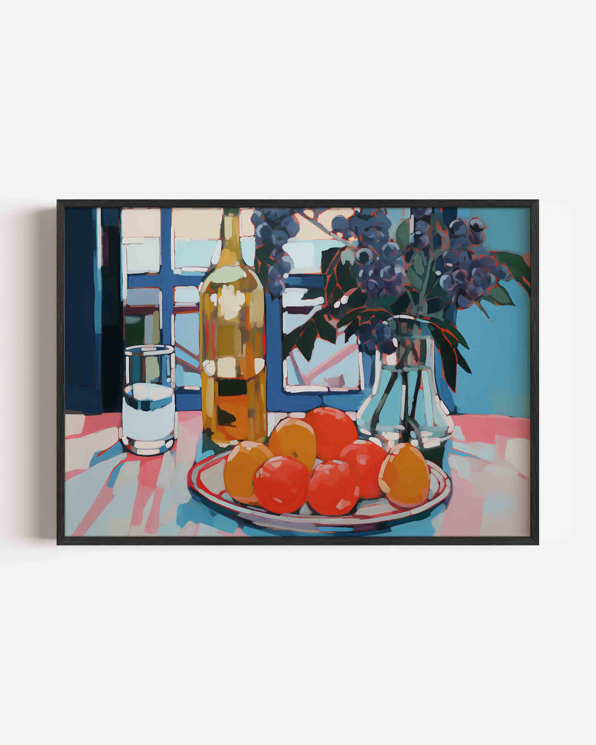 Stilleven met fruit en fles – keuken landscape poster als wanddecoratie