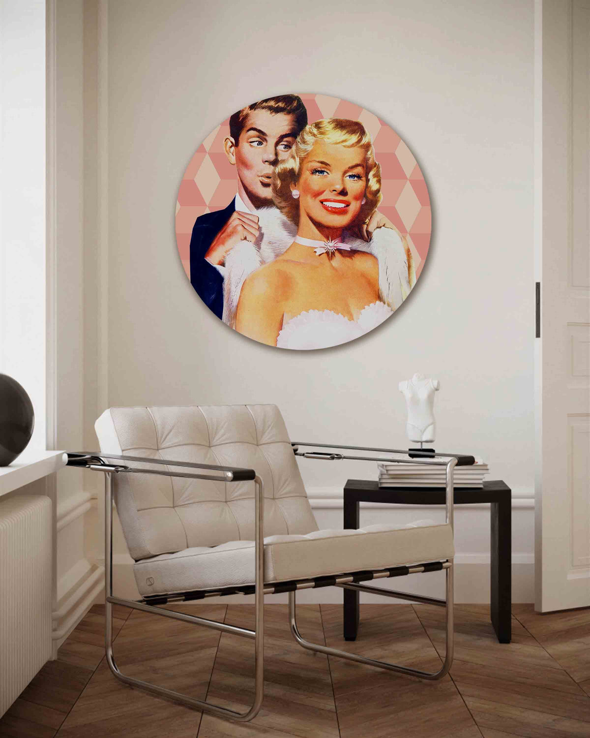 Retro koppel – Pop Art muurcirkel als ronde wanddecoratie