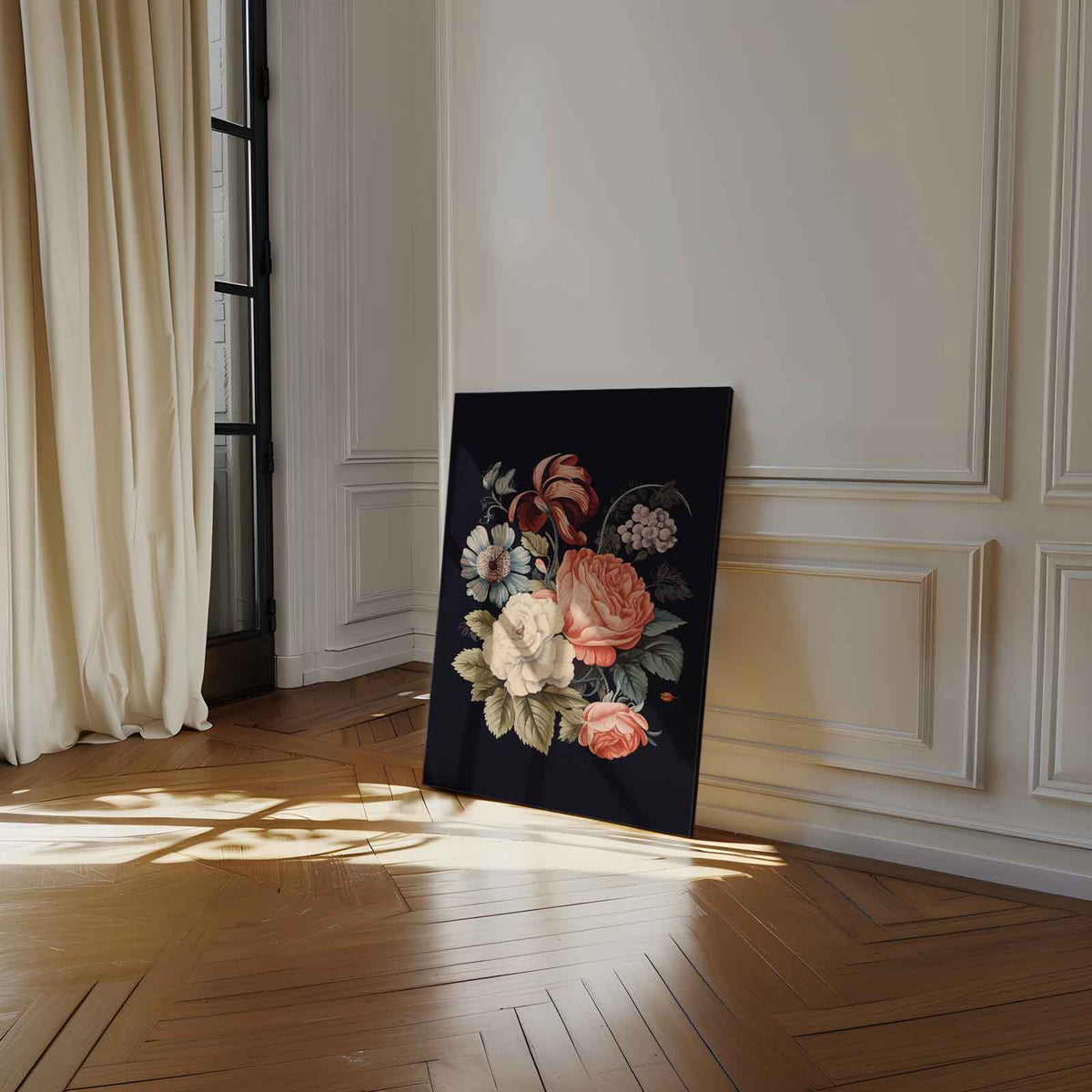 Bloemenpracht op Katoen – staand kunstwerk voor modern interieur