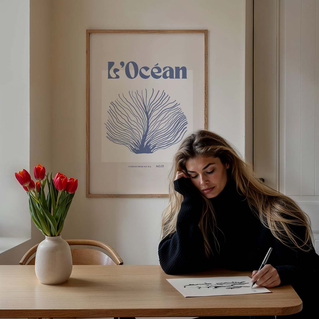 L'Océan Mariene – staande muurposter met kleurrijke abstracte vormen
