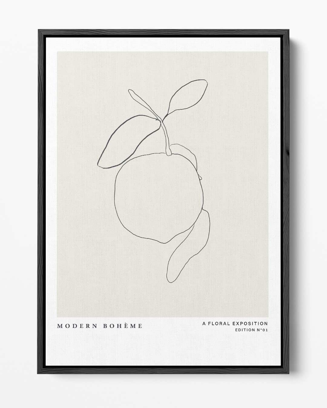Minimalistische Citruslijntekening – portret kunstwerk als wanddecoratie