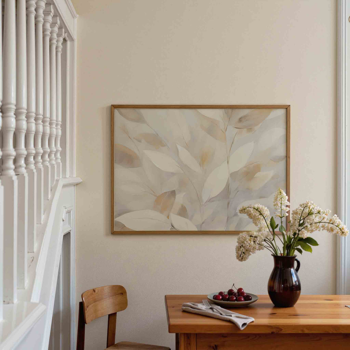 Bladeren in zachte tinten – botanische poster in liggend formaat