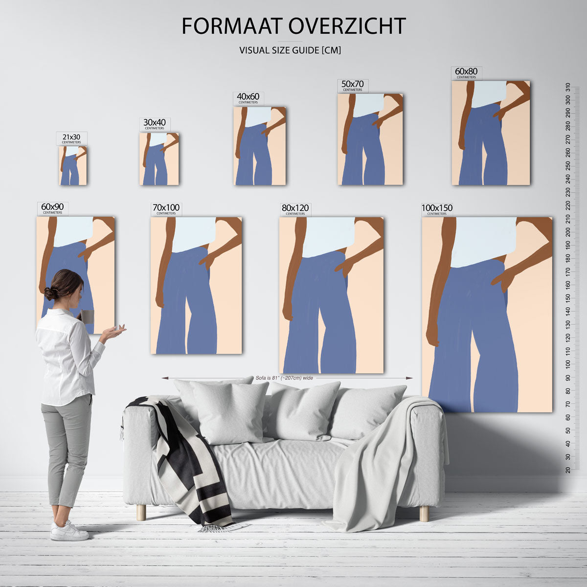 Stijlvolle figuur – staande muurposter met hedendaagse illustratie