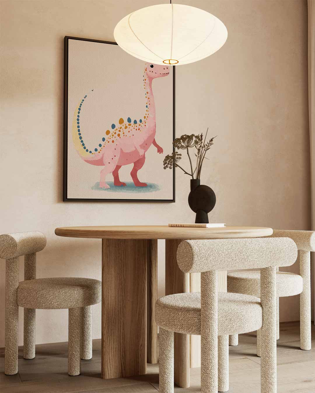 Schattige Dino Illustratie – staand kunstwerk voor modern interieur