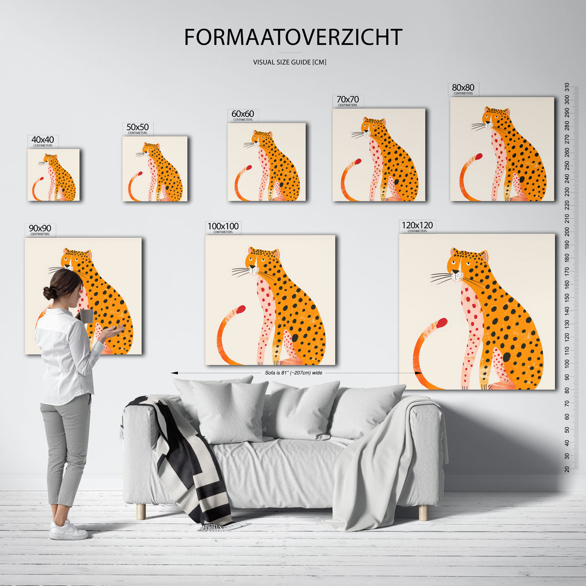 Luipaard met stippen – vierkante muurposter voor de kinderkamer