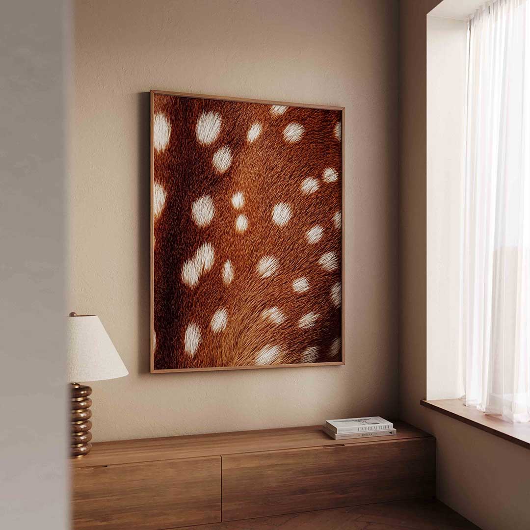 Bruine vacht met witte stippen – safari wandkunst als portret poster