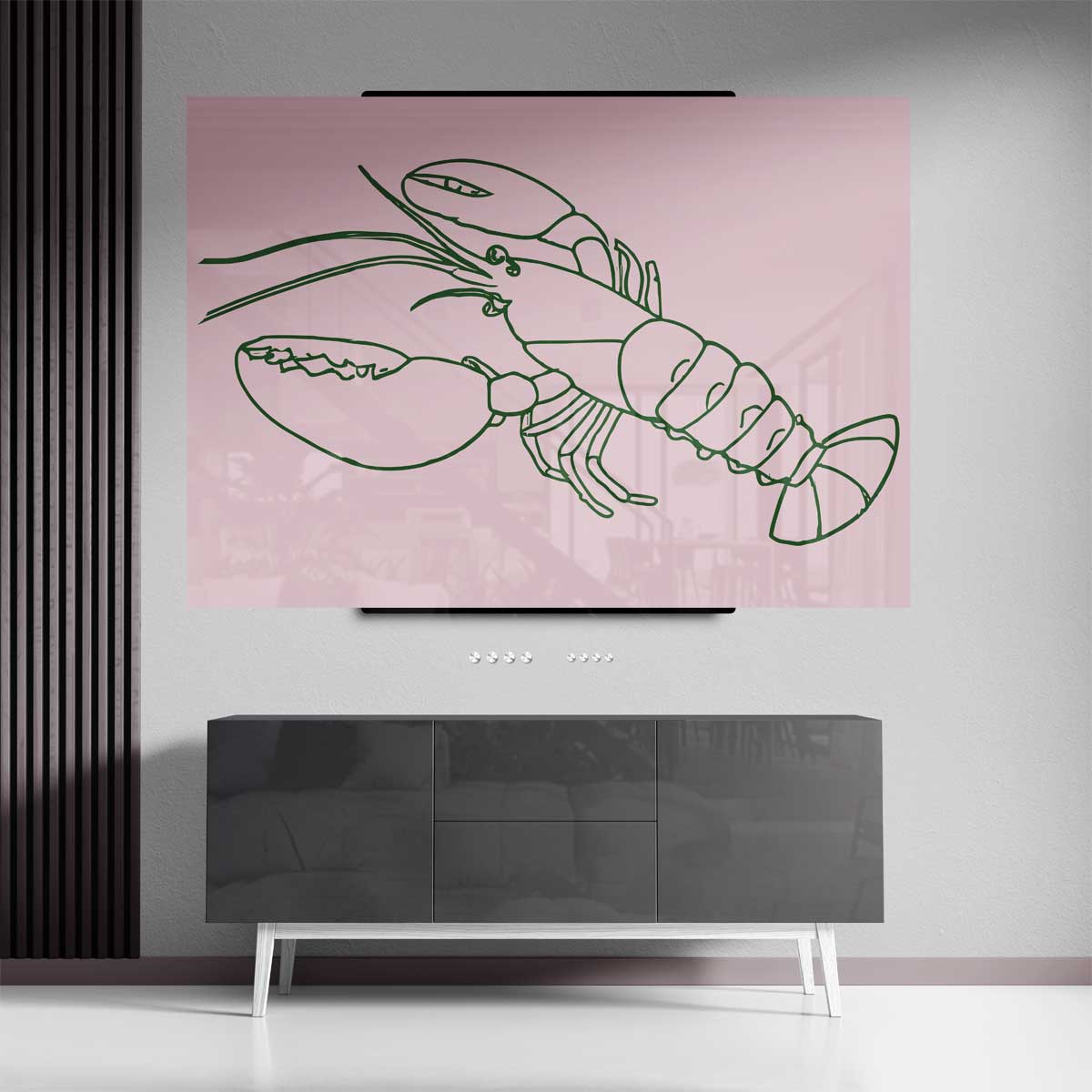 Minimalistische Kreeftenlijntekening – canvas kunstwerk als wanddecoratie