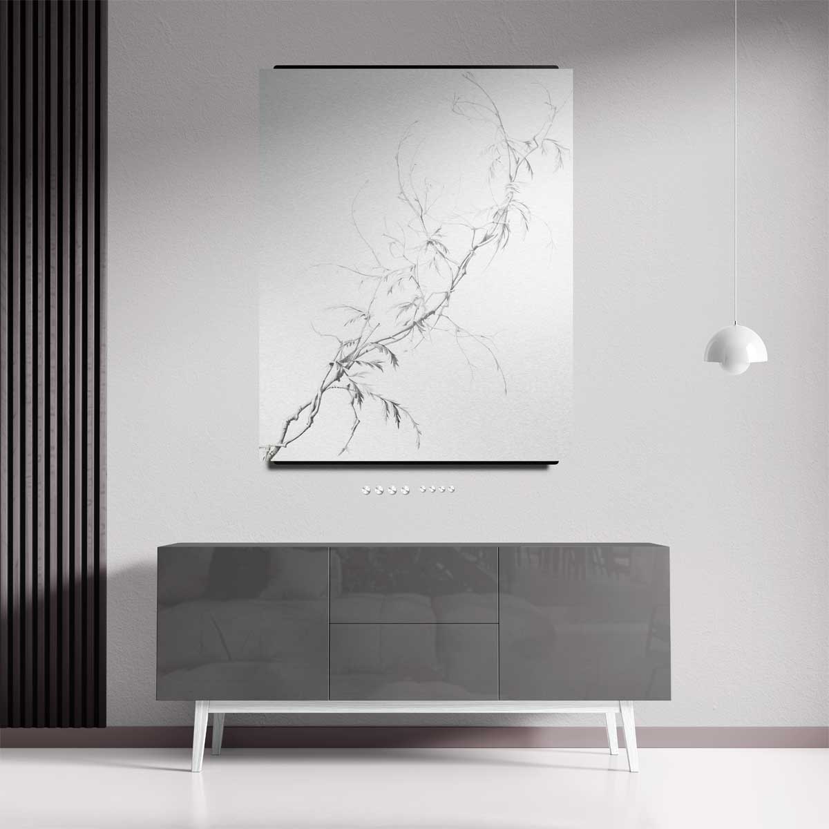 Elegante Takken in Potlood – dibond kunstwerk als wanddecoratie