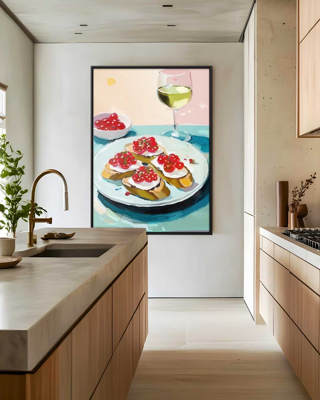 Vin & Bruschetta Genot – staand kunstwerk voor modern interieur